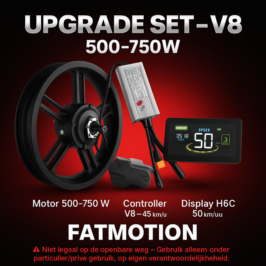 Upgrade Set – V8 | Motor 500-750W + Controller 45 km/u + H6C Display